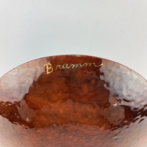 Enamelware Trinket Dish Seagulls in Flight Signed Brumm Beach Coastal - Picture 6 of 7